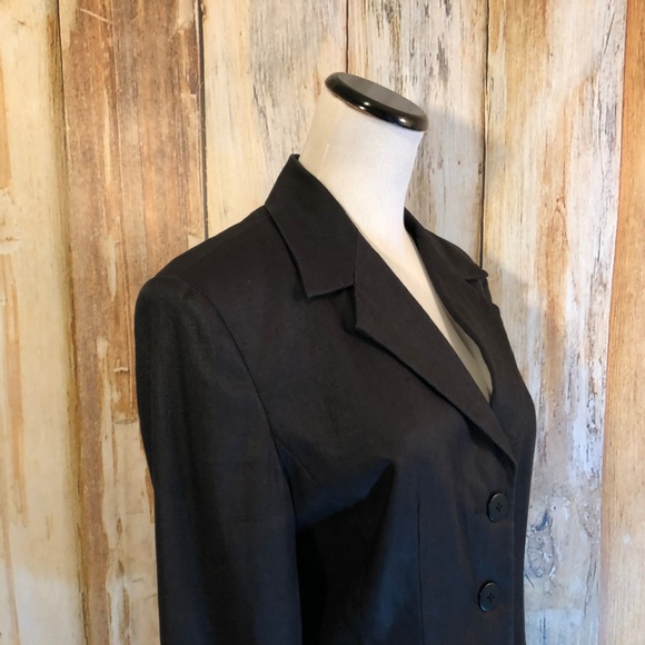 Classiques Entier Black Linen Blazer 3 Button Pockets Lined sz S EUC! - Picture 2 of 4